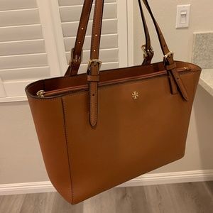 Tory Burch Emerson Leather Small Buckle Tote - Tan